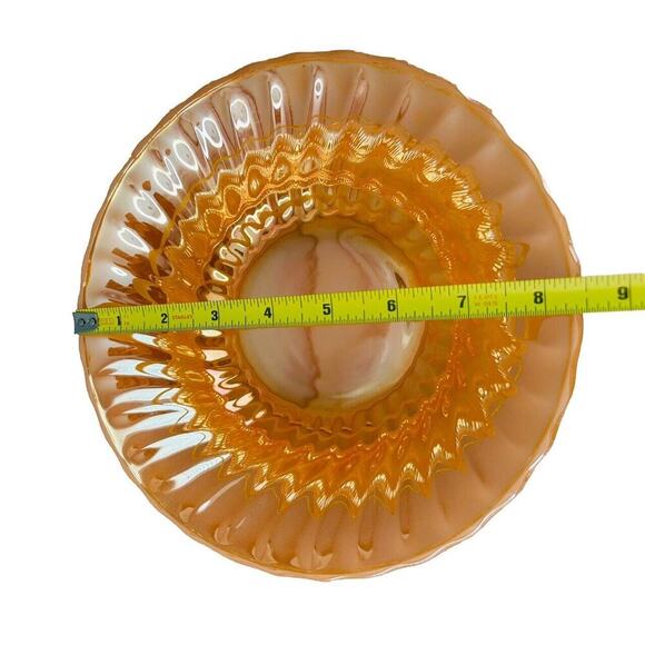 Vintage Anchor Hocking Fire King Peach Lustre Swirl 8 3/8" Round Vegetable Bowl - Picture 3 of 11